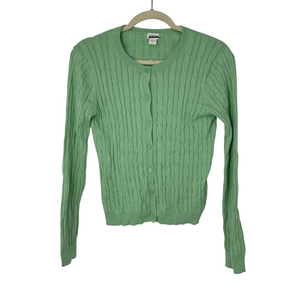 Crewcuts Kids Mint Green Cable Knit Cotton Cardigan Sweater XL 12-14 Preppy